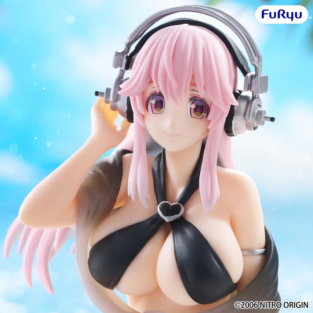 Super Sonico (Black Swimsuit Ver.) Noodle Stopper Nitroplus Figure FuRyu
