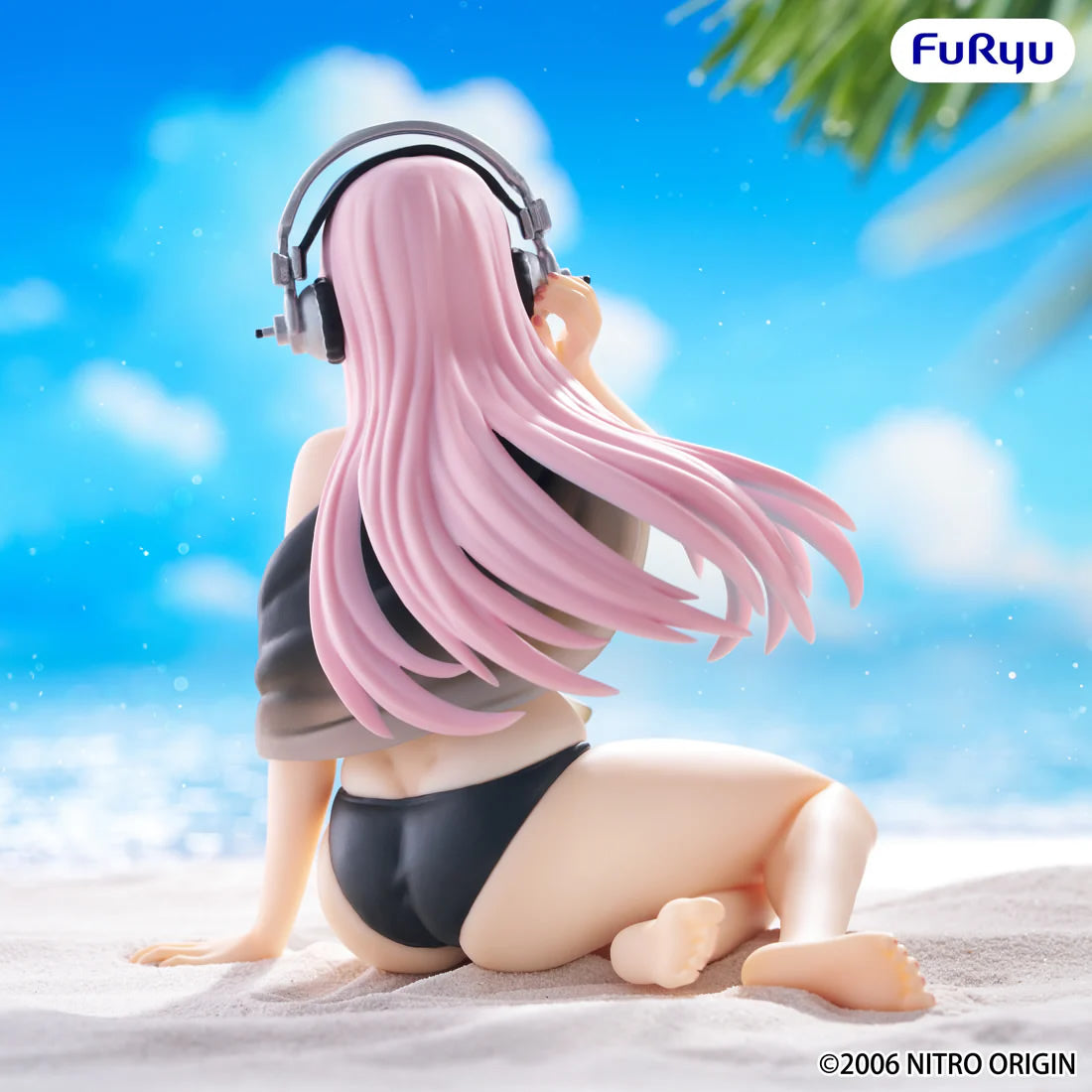 Super Sonico (Black Swimsuit Ver.) Noodle Stopper Nitroplus Figure FuRyu